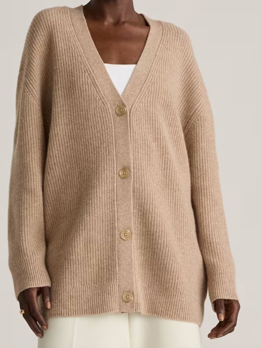 Mongolian Cashmere Oversized Boyfriend Cardigan Sweater